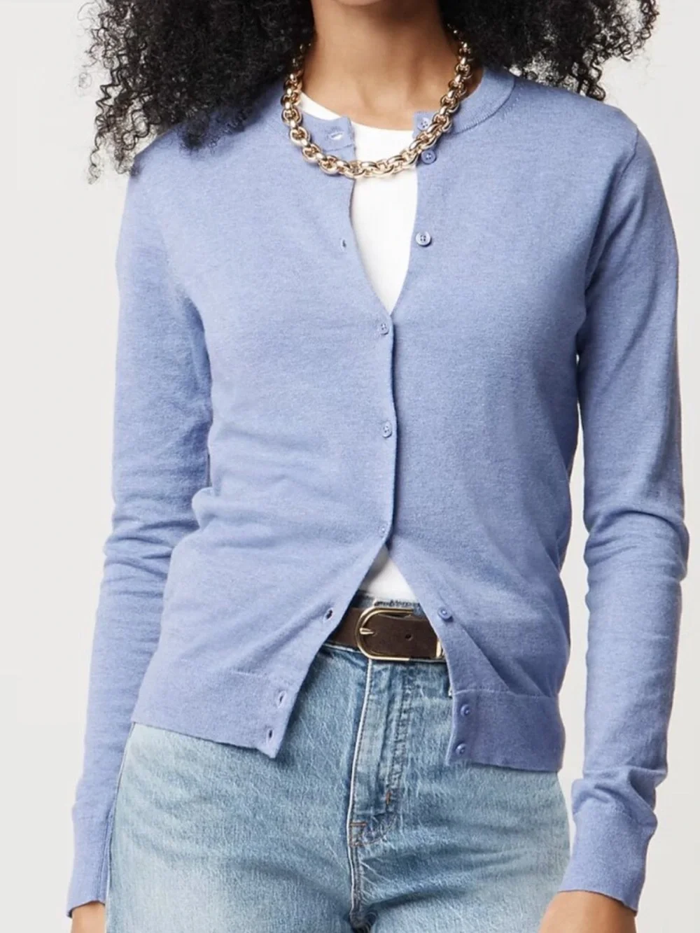 J crew fresh orchid Classic cotton cardigan sweater